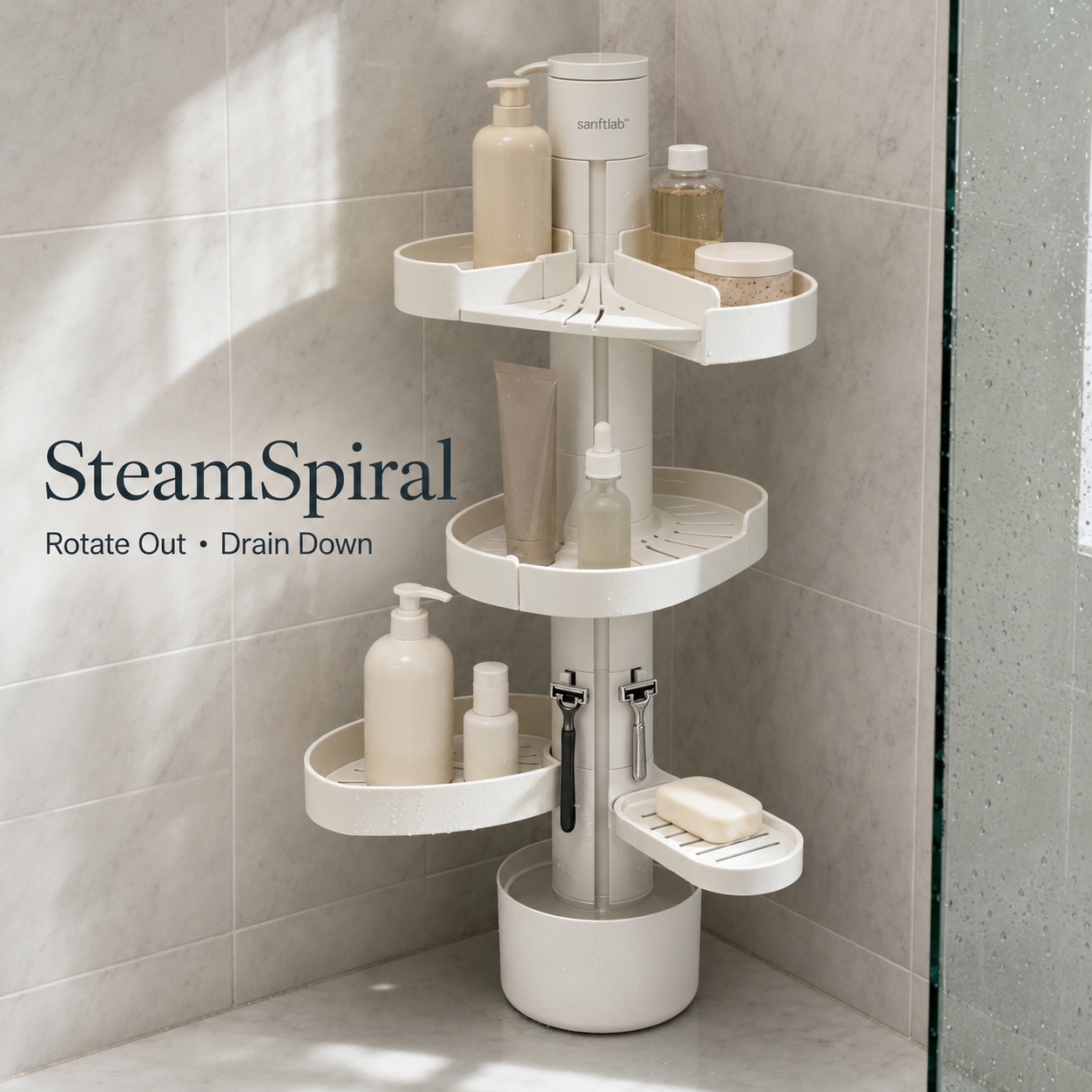 sanftlab™ SteamSpiral Shower Organizer